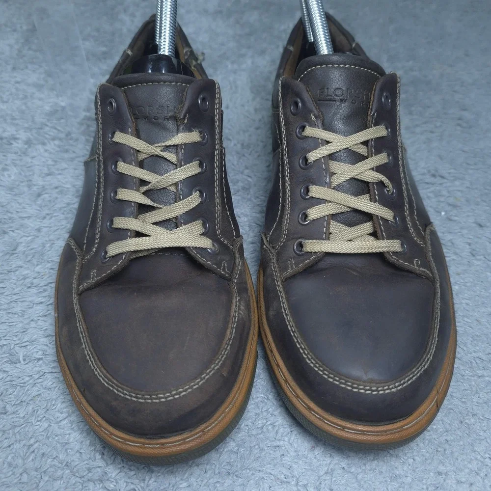 Florsheim Work Shoes Mens Size 8.5 Brown Leather Lace Up Slip Resistant Sneakers